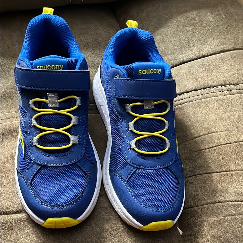 Saucony Blue and Yellow Sneakers with Velcro Closure